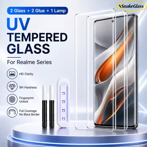 2PCS Full Glue UV Tempered Glass for Realme GT Neo6 GT7 Pro GT5Pro Screen Protector for Realme 10 11
