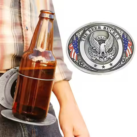 Portable Beer Holder Belt Buckle Hands-Free Beer Belt Tray Buckle Cup Holder Webbing Detach Buckle F