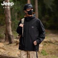 JeepSpirit Outdoor Jacket for Men Windproof Waterproof Travel Windbreaker Jacket with Detachable Hoo