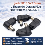 SIKU Jack DC 5.5x2.5mm L Shape 90 Degree Plug Power DC Male Elbow Adapter