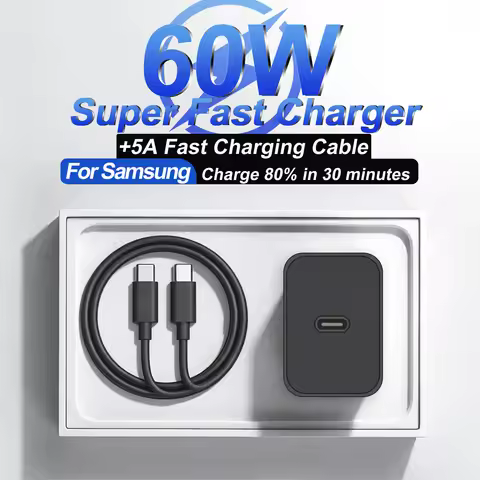 60W Super Fast Charger For Samsung Galaxy S26 S25 S24 S23 Ultra 5A Type C Fast Charging Cable EU Plu