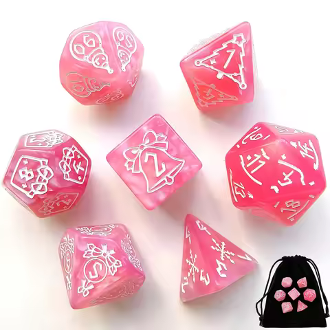7pcs DND Counter Dice Set Christmas Line Drawing MTG D&D Polyhedral Dice D20 D6 D10 D4 D8 D12 Dados 