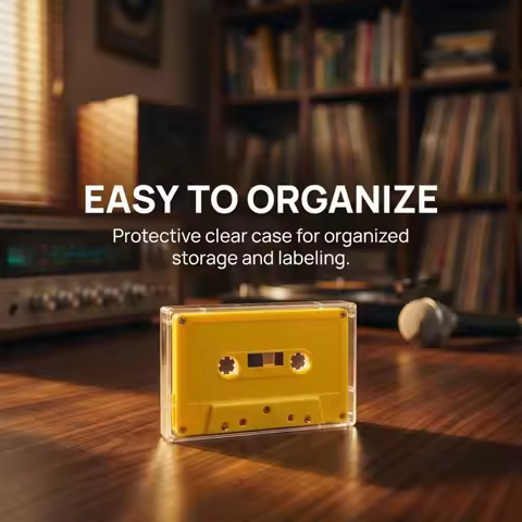 Durable Clear Case Blank Cassette Tapes Yellow Cassette Tape Audio Cassette Tape 45 Minutes Blank Au