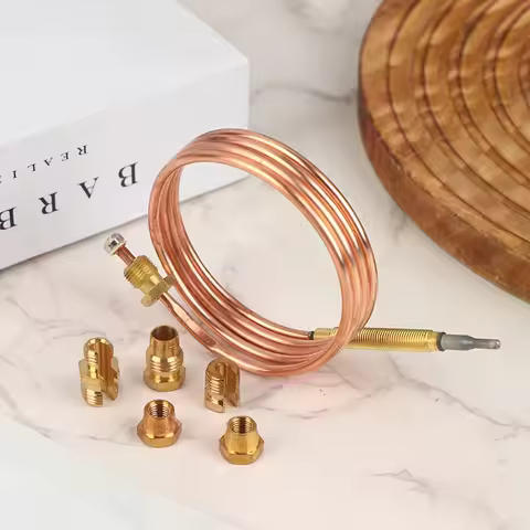 90cm Universal 3.0mV Gas Stove Thermocouple With 5 Nuts Heating Gas Burner Replacement Thermocouple