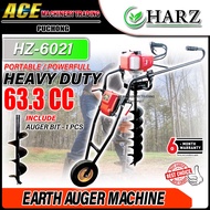 HARZ Earth Auger 63CC Machine With Auger Trolley Wheel / Mesin Drill Tanah - HZ6021 ( HEAVY DUTY )