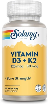 Solaray Vitamin D3 + K2, 60 / 120 VegCaps