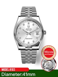 DEFIO Holuns 2024นาฬิกาข้อมือผู้ชายสเตนเลสสตีลหรูหราใหม่สำหรับผู้ชายสีทองแบบคลาสสิกนาฬิกาข้อมือกลไกไ