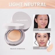 The Originote High Cover Serum Cushion -  Makeup Base with a light texture on the face and full cove