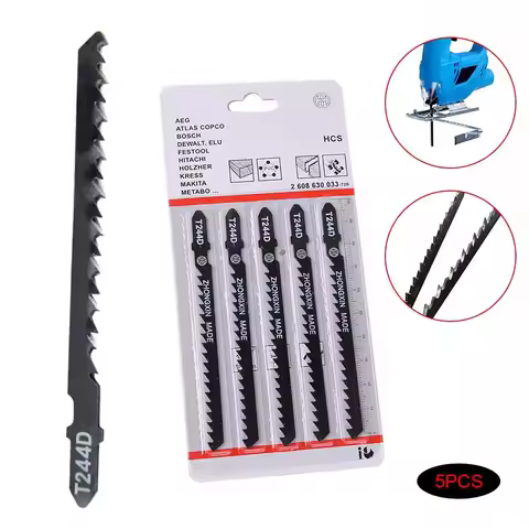 5Pcs HCS 6T Jig Saw Blades T144D/T244D/T127D/T111C Curve Cutting Jigsaw Blades Woodworking Saw Blade