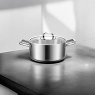 22cm Nordic系列SUS304含蓋節能一體成型厚鑄加強防溢雙耳煲湯鍋