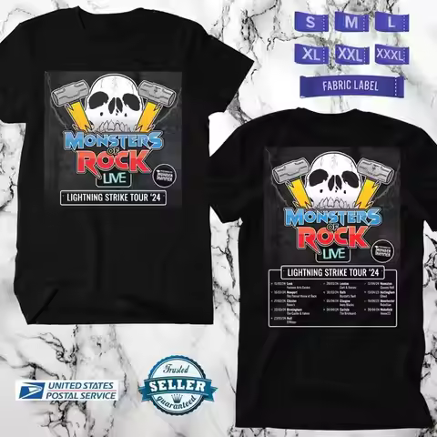 MONSTER OF ROCK LIGHTNING STRIKE UK MUSIC FESTIVAL 2024 TOW SIDES T shirt