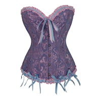 Luxqlo Ribbon hoa Satin thêu thổ cẩm cỡ lỡn Corset phụ nữ định hình ren lên Corset