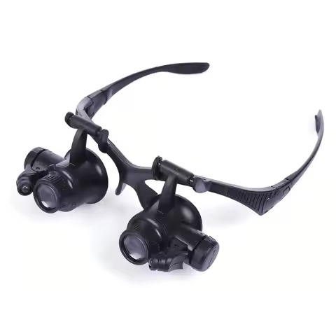 10X 15X 20X 25X LED Double Eye Loupe Head Wearing Head-Mounted Repair Jeweler Watch Clock Magnifier