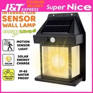 SN_ Warm LED Solar Wall Light Outdoor Lighting Motion Sensor Automatic Night Light Lampu Solar Dindi