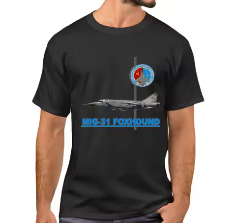 Soviet / Russian MiG-31 Foxhound Interceptor Fighter T-Shirt. Summer Cotton O-Neck Short Sleeve Mens