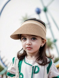 女孩遮陽帽,兒童夏季草帽,男女通用帶遮陽帽的嬰兒遮陽帽,可愛生動的設計,適合夏季和戶外活動,保護免受陽光傷害