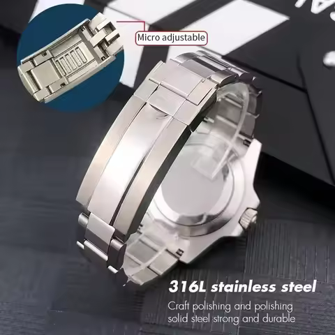 21mm 20mmPerpetual Submariner Seiko NH35 Watch Strap wrist bracelet solid stainless teel watchband f