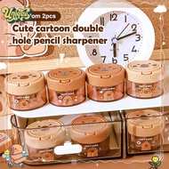 (Unique) 2Pcs Cute Cartoon Capybara Double-Hole Pencil Sharpener Kawaii Mini Pencil Sharpener Studen