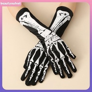 [Beautyoufeel] Halloween Skeleton Skeleton Gloves Dark Wind Convex Gloves Skeleton Ghost Festival Co