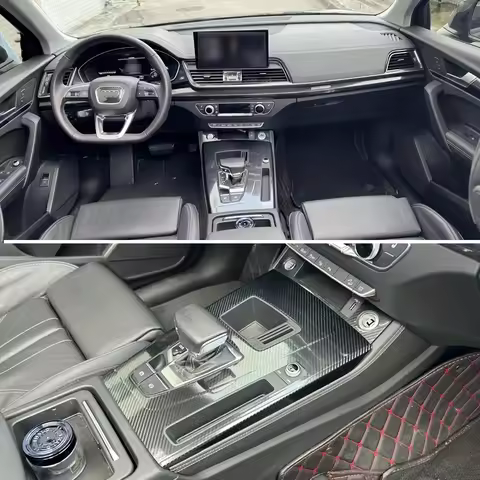 For Audi Q5 80A 2018-2024 Interior Carbon Fiber 3D/5D Decals Central Console & Door Handle Stickers
