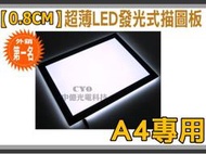中億☆【A4/B5用】【0.8cm】超薄led發光式描圖板/透寫台/、超高亮標準型、提供保固及保修、另有A3/A2尺寸