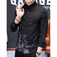 KATUN KEMEJA JAMES Men's Shirt Long Sleeve Formal Elegant Semi Slim Fit Collar Motif Soft Cotton Mat