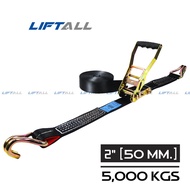 สายรัดของ Lift All รัดน้ำหนัก 5 ตัน พร้อมหัวล็อคมีตะขอ J-Hook สำหรับรถบรรทุก (สายรัดโพลีเอสเตอร์)