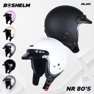 TERLARIS!!!! BOSHELM Helm NJS NR-80's Solid HITAM DOFF Helm Retro Half