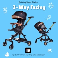[iDS] Kid Stroller Reversible Dual Facing Reclinable Seat Foldable Compact Travel Stroller Cabin Size* with Sun Canopy