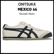 ON1TSUKA T1GER MEXICO 66 รองเท้าผู้ชายและผู้หญิงรองเท้าผ้าใบวินเทจรุ่น  เมตรสีเทา/ฟ้าเข้ม DL408 tiger