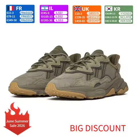 adidas Originals Ozweego Trace Cargo Mesh TPU Suede Low-Top Lifestyle Sneakers Unisex Olive Green EE