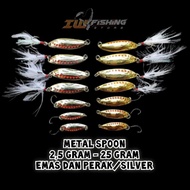Lure spoon in silver and gold, size 2.5 grams, 3.5 grams, 5 grams, 7.5 grams, 10 grams, 15 grams, 20