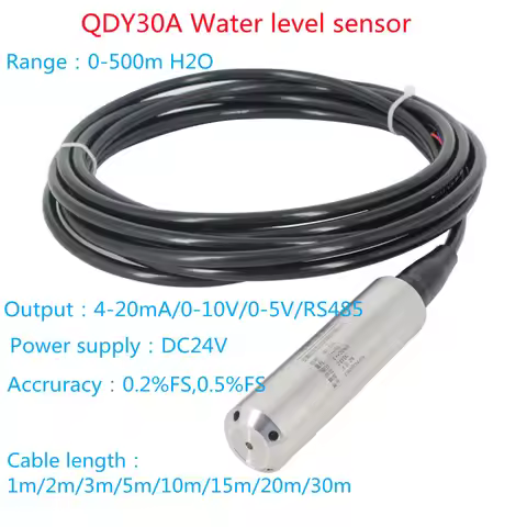 Level Sensor QDY30A Liquid Level Transmitter Water Level Sensor Detector 12-36VDC 4-20mA Signal Outp