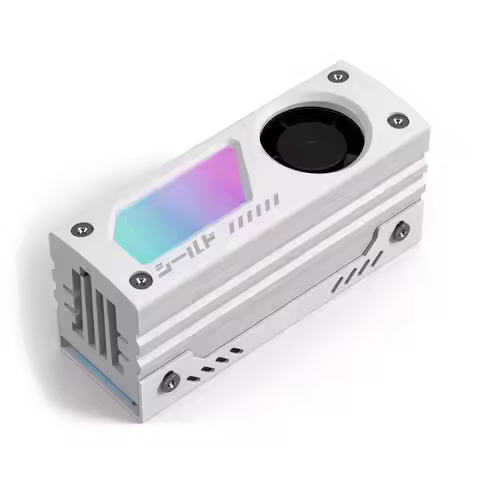 Upgraded Advanced White M.2 SSD Heatsink With ARGB Illumination And 20Mm PWM Fan For M.2 2280