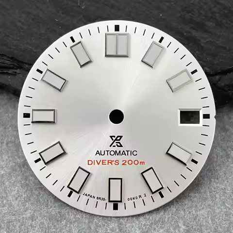 NH35A 28.5mm Dial Sliver Dial No Logo For Seiko Mod Dial Parts Green Luminous Compatible with NH35 N
