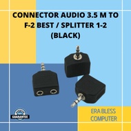 A3MF2 | 3.5 M to F-2 BEST Audio Connector / Splitter 1-2 (Black)