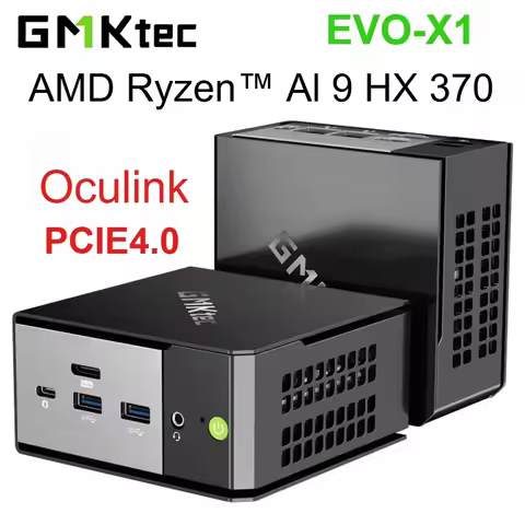 GMKTec Mini PC EVO-X1 Ryzen AI 9 HX 370 Windows 11 Pro LPDDR5 Onboard PCie3.0 NVme SSD Wifi6 BT5.2 O