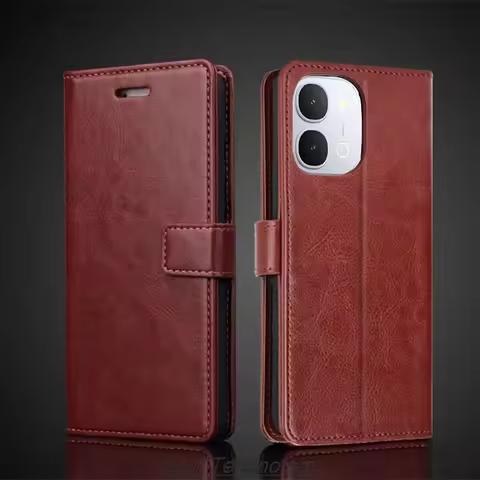 Card Holder Cover Case for Vivo T5 T5x / Y6 / iQOO Z11x Pu Leather Flip Cover Retro Wallet Phone Cas
