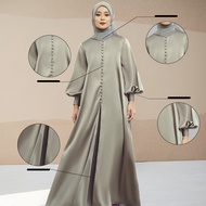 Thaina Dress jubah abaya plus size putih satin nikah bridesmaid dress puff sleeve long dinner dress 