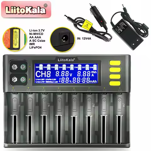 LiitoKala Lii-S8 LCD 18650 Li-ion 3.7V NiMH 1.2V Li-FePO4 3.2V IMR 3.8V For 26650 21700 26700 18350 