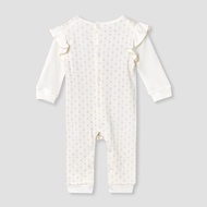 Babyshop Giggles Cotton Round Neck Long Sleeves Sleepsuit With Floral Embroidery