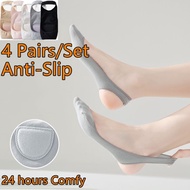 4 Pairs/Set Foot Socks For Women'S Summer Ant Slip Socks Non Slip Invisible Ankle Socks For Women Pl