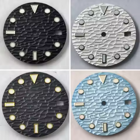 BOTIONI 28.5mm black blue white sterile watch dial luminous fit NH34 NH35 fit 3/3.8/4.2 o'clock crow