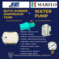 Marflo 1HP JET Water Pump MF-JET100 with IRIS 80L Horizontal Bladder Tank/Butyl Rubber Diaphragm Tan