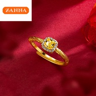 cicin lipan kait cincin 916 emas original  korea style Citrine sugar cube diamond ring for women