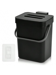 小型廚房堆肥桶,廢棄物桶,塑料,3l,食物廢棄物桶,帶手柄和蓋子的架面掛式小型廢棄物桶,尺寸6.2 X 5.1 X 8 Cm