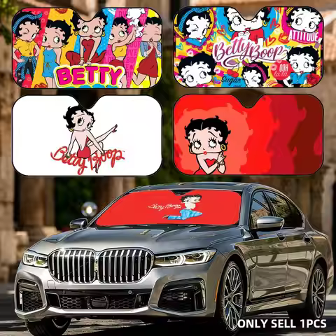 Anime B-Betty Boop Sun Visor Foldable Aluminum Foil Car Windshield Sun Shade - UV Protection & Heat 