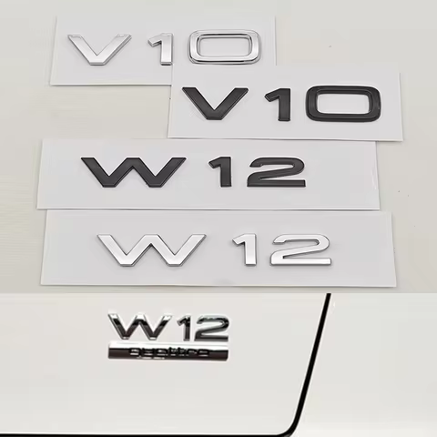 3D ABS Car Letters Logo V10 W12 Rear Trunk Badge Side Fender Sticker Decals For Audi A6 A8 Q8 Q7 SQ7