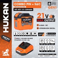 HUKAN G1-CBP6050 6.0Ah Lithium Battery Combo + 1.5A 20 Cell Charger for Drill Grinder Fan Battery