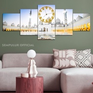 Large Muslim Clock Makkah Medina 100X40 Multipanel Mecca Medina Mosque Room Clock/ Cheap Wall Clock 